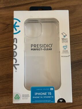 speck Presidio Perfect-Clear Clear Transparent iPhone 15 Case